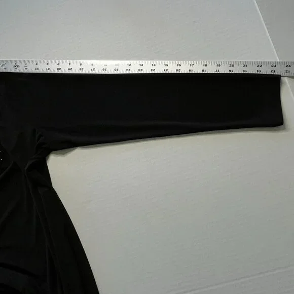 Susan Graver Liquid Knit Top sz S Caged Neck Stretch Moto Biker Office Church - Picture 7 of 7